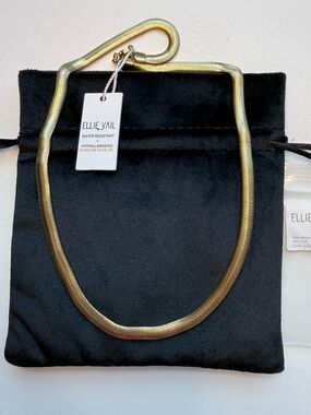 ELLIE VAIL Gold Herringbone Necklace 18k Gold  Steel Water Resistant